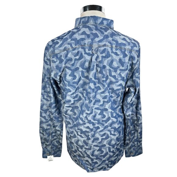 Robert Graham Romero Shirt Men’s Large Indigo Blue Camo Tailored Fit Button New - Picture 5 of 12